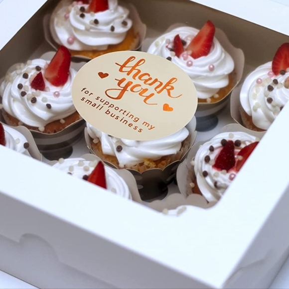 50 CT 2" Thank You Stickers Round Labels with 4 Designs Rose Gold on Bei… - Picture 5 of 14